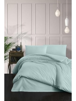 Ecovibe Çift Kişilik Nevresim Takımı Pamuk ÇIZGILI%100 Pamuk 200 * 220 - Mint