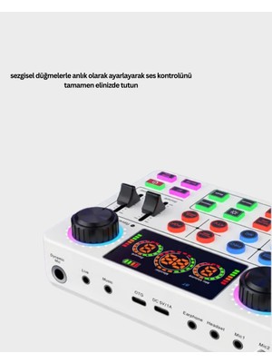 Çok Efektli Canlı Yayın Ses Mikseri USB ve Kablosuz Uyumlu - Lisinya