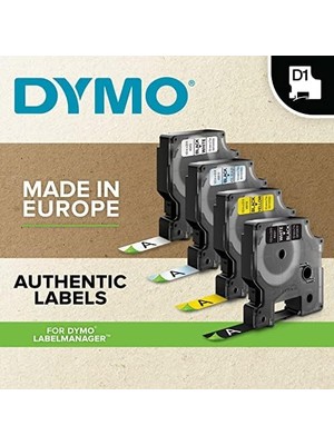 Asseds Store Dymo D1 Yedek Şerit, 12 mm x 7 Mt, Beyaz/siyah (45013)