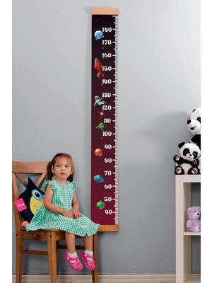 Asseds Store Çocuğa Hediye Uzay Tasarımlı Boy Ölçme Cetveli - Asılabilir Boy Ölçer - Duvar Bebek Boy Ölçer