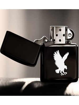 Asseds Store Bk Kartal Tasarımlı Siyah Benzinli Metal Çakmak