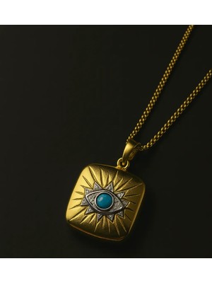 Theory Jewelry Theory Nazar Locket Kolye I Nazar Boncuk Madalyon I Altın Renk Kadın I Enerji Pozitif Simge Tasarım