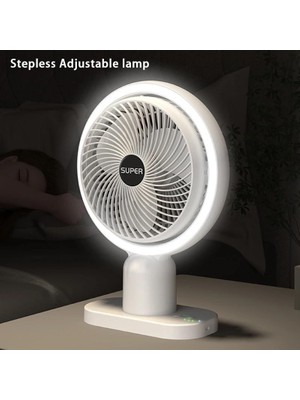 Asseds Store Işıklı Vantilatör USB Şarjlı Masaüstü Mini Fan – 3 Kademeli Hız Ayarlı Kompakt Gövde LED Işık