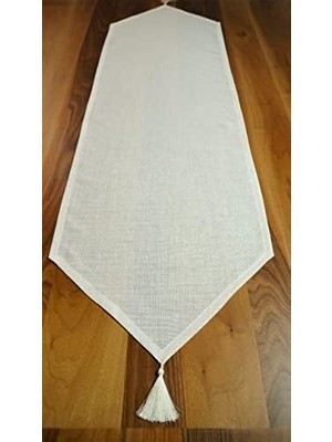 Asseds Store Viemso Simli Runner Püsküllü, Kırık Beyaz, 45X150CM
