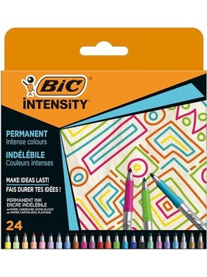 Asseds Store Intensity Permanent Kalıcı Markör 24'lü Kutu, 24 Canlı Renk, Kauçuk Tutaç, Hızlı Kuruma, Hafif Koku