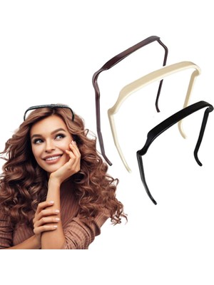 Asseds Store Kadin 3'lü Gözlük Efekti Veren Taç Siyah, Kahverengi,krem Set, Kadın Çocuk Mandal Toka Xl