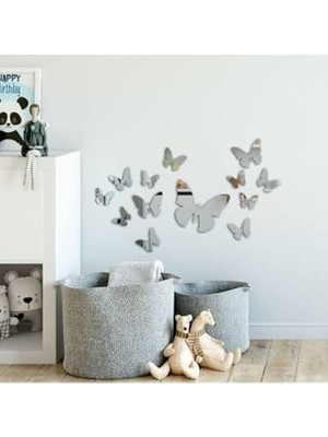 Ecovibe Dekoratif Ayna Pleksi Kelebek Duvar Süsü (Önü Jiletinli Arkası Yapışkanlı)