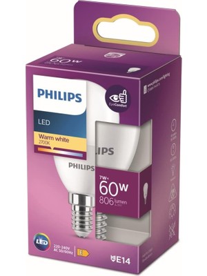 Ecovibe LED 60W P48 E14 Sarı Işık Dim Edilmez Ampul Tekli Paket