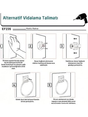 Asseds Store Delme Vida Matkap Yok! Easyfıx Yapıskanlı Yuvarlak Havluluk Mat Siyah EF235