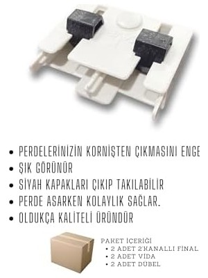 Asseds Store 2 Raylı Perde Rayı Korniş Finali 2 Adet
