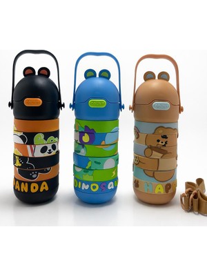 Ttt Yapboz Tasarımlı Çocuk Termosu - Paslanmaz Çelik Pipetli ve Askılı Matara ALK4653