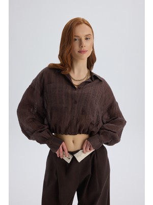 Mai Claps Ince Kahve Kısa Gömlek