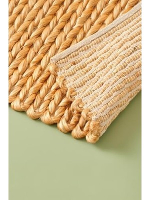 Asseds Store El Yapımı Örgü Jüt Hasır Lüx Kapı Önü Paspası, (65 x 45 Cm)