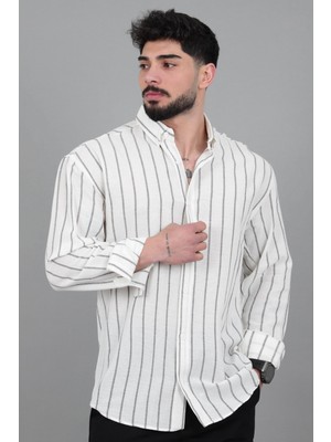 Stil Kombin Şile Çizgili Oversize Uzun Kol Yazlık Gömlek Mrs 226_40418