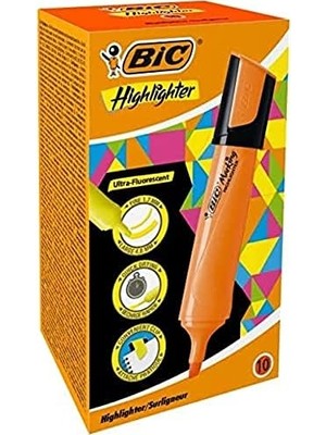 Ecovibe Marking Flat Highlighter Fosforlu Kalem 10'lu Kutu Turuncu