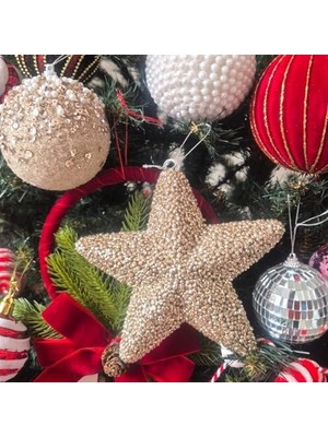 Asseds Store Yılbaşı Ağaç Süsü 15CM Yıldız Şampanya AST7216