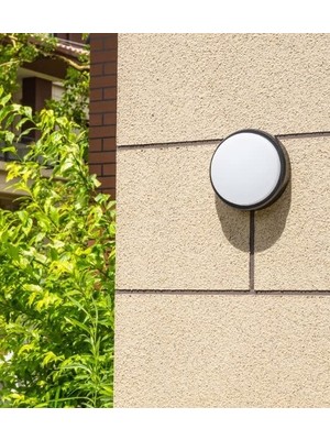 Ecovibe 15W Siyah LED Nem Su Geçirmez Banyo Bahçe Balkon Modern Tavan Duvar Lambası Beyaz Işık 6500K IP65 Dış Mekan Kullanıma Uygun
