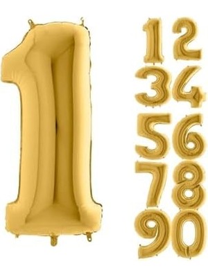 Asseds Store 1 Rakam Balon Folyo Altın Sarısı 16 Inç