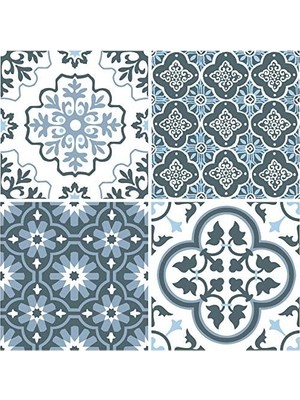 Asseds Store FP2951 Leyton Peel & Stick Floor Tiles Yer Karosu, Mavi