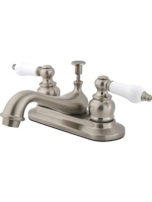 Ecovibe KB608B Victoria Merkez Seti Pirinç/abs Pop-Up'lı Lavabo Bataryası, 4-1/2 Inç, Fırçalanmış Nikel