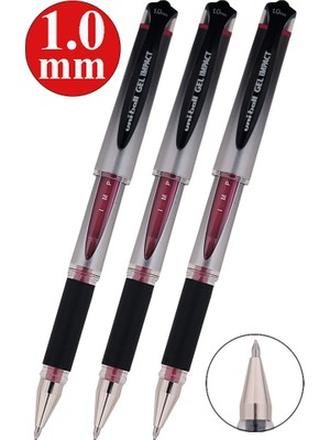 Artlantis Kırmızı Imza Kalemi 3 Adet Uniball Gel Impact 1.0 mm Roller Pilot Kalem UM-153S Roller Uçlu Likit Mürekkepli Pilot Kalem