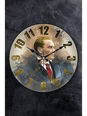 Ecovibe 36 cm Gerçek Bombe Cam Akar Saniye Sessiz Mekanizma Dekoratif Atatürk Duvar Saati