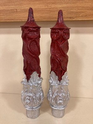 Plus Home Mum Görünümlü 2'li Yanmaz Akrilik Model Renk Bordo Gümüş Yükseklik 16 cm