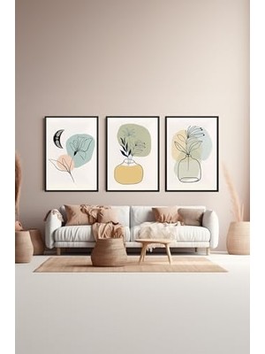 Asseds Store 3 Parça Çerçeve Görünümlü Mdf Tablo Seti - ARTSYCLLCT18-2030