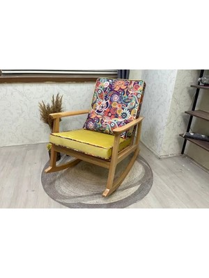 Vivense Iskandinav Puflu Sallanan Sandalye, Retro, Naturel Ayak