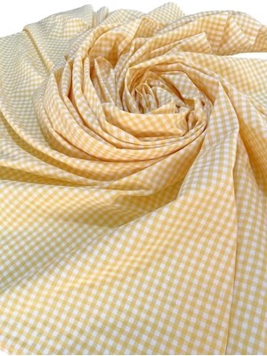 Ecovibe 160X170 cm Sarı Küçük Kare Desen Pötikareli Masa Örtüsü, Sofra Bezi, Piknik Örtüsü