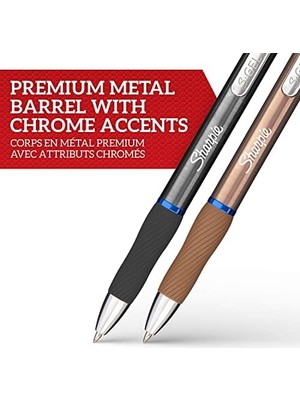 Ecovibe Sharpie S-Gel Metal Jel Kalem, 0,7 mm Uç, Metal Gri & Bronz 2'li Paket, Siyah Mürekkep
