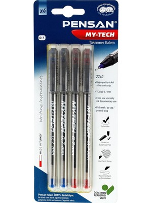 Ecovibe 0,7 mm My-Tech Tük.kalem Karışık 4 Lü Bls - PE02240TKMT04