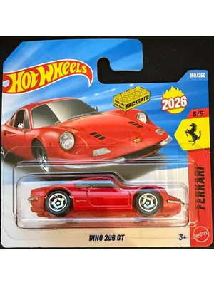 Hot Wheels Dino 206 GT JJH56 Ferrari Metal Gövde ile Detaylı Tasarıma Sahip Tekli Araba