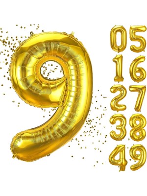 Ecovibe Xesha 9 Yaş Doğum Günü Rakamlı Balon Yaş Günü Renk Uçan Balon 102 cm Doğum Günü ve Parti Dekorasyonu Büyük Boy Folyo Balon 40 Inç - 102 cm Doğum Günü Dekorasyonu Balon Yaş Sayı Helyum Balon 9 Rakamı