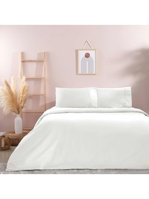 Ecovibe Basic Düz Pamuk Nevresim Takımı, Beyaz, Tek Kişilik