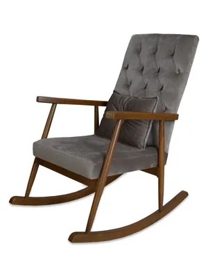 Vivense Trend Sallanan Sandalye, Gri, Ahşap, Ceviz Ayak