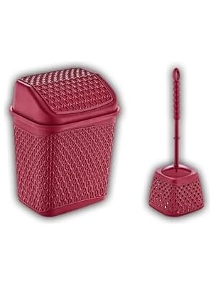 Ecovibe Katre Çöp Kovası ve Klozet Fırçası Kırmızı
