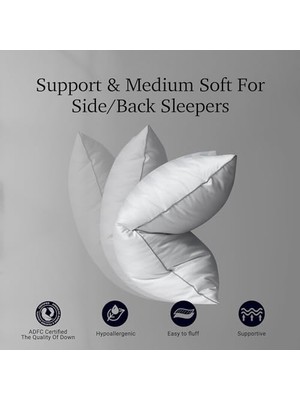 Ecovibe Grand Beyaz Tüy Tüyü Yastıklar Standart Boyut 2'li Paket Yatak Yastıkları Seti Orta Sert HIPOALERJENIK%100 Pamuk Nefes Alabilir Otel Koleksiyonu Sırt/yan Uyku Yastıkları, 26"X20"/2 Paket