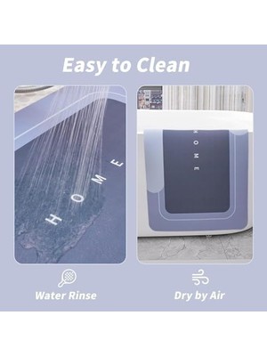 Ecovibe Banyo Paspası-Süper Emici-Kaymaz Tabanlı Banyo ve Abdest Paspası Kare Mavi (NKS152)