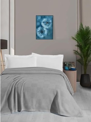 Ecovibe Waflle Desenli Pike, Waflle BATTANIYESI,%100 Pamuk, Kalın Iplik, Yumuşak, Tek Kişilik 170 * 240 Gri