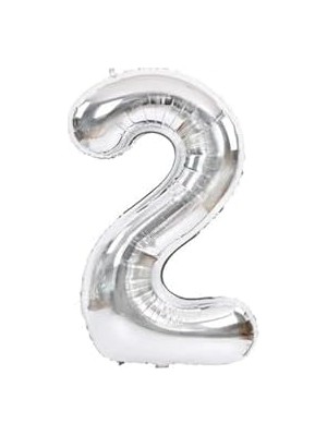 Ecovibe 2 Rakam Folyo Gümüş Balon Küçük 35 cm