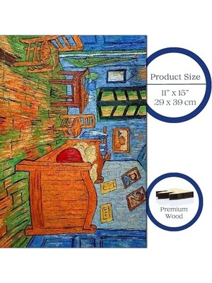 Ecovibe - Ahşap Puzzle Yetişkinler Için - Arles'teki Yatak Odası Benzersiz Parçalı Puzzle - 450 Parça Ahşap Yapboz - Yapıştırıcı Folyo Dahil - Dekoratif Ahşap Puzzle - 29X39 cm - R1-13