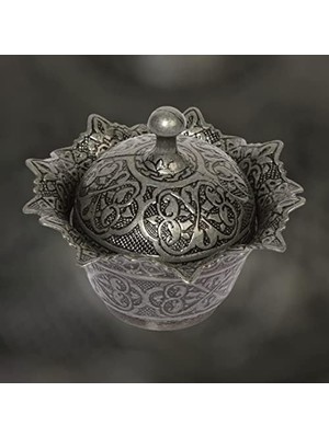 Ecovibe Kapaklı Metal Şekerlik – Osmanlı Motifli Gültaş Küçük Sunum Kasesi, Çikolata ve Lokum Kabı – Kahve Sunumları Için Dekoratif Şekerlik (Siyah)