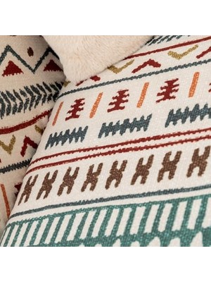 Ecovibe Concept Softmicro Etnik Desenli Mikrofiber Koltuk Örtüsü ve Şalı, Kaymaz Turkuaz 180X300 cm