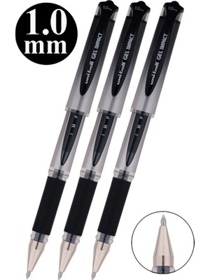 Artlantis Siyah Imza Kalemi 3 Adet Uniball Gel Impact 1.0 mm Roller Pilot Kalem UM-153S Roller Uçlu Likit Mürekkepli Pilot Kalem