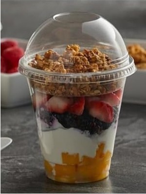 Ecovibe 350 cc Pet Plastik Milkshake Limonata Bardağı Kapaklı 50 Adet