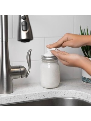 Ecovibe Normal Ağızlı Mason Kavanozlar Için Beyaz Köpük Sabunluk Kapakları, 2'li Set