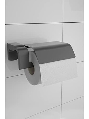 Ecovibe Banyo F1 Model Paslanmaz Siyah Kapaklı Tuvalet Kağıdı Askısı, Tuvalet Kağıdı Tutacağı, Tuvalet Kağıtlığı 5 Yıl Garantili