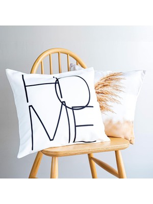 Ecovibe Temalı Özel Tasarım 2'li Yastık Kılıfı, Dijital Baskı Kırlent Kılıfı, Beyaz Renk, 43X43 cm