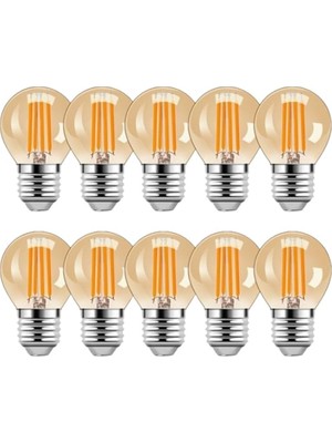 Ecovibe 4 Watt Mini Top Ampul LED Filament G45 Cam Rustik Ampul E27 Duy 1800K Işık Rengi 10 Adet